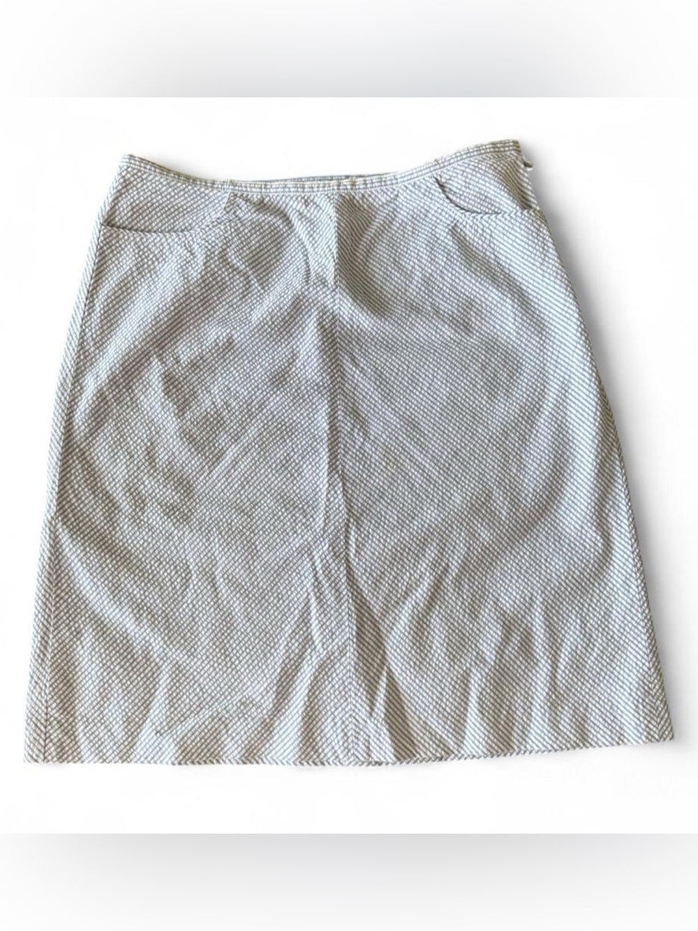 Ann Taylor White Blue Pinstripe Cotton Mini Skirt Women’s Size 6 Preppy Workwear
